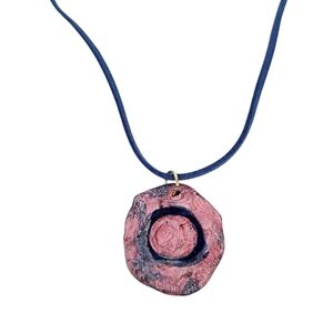 Handcrafted Firmin & Langdale Stamped Blue Faux Leather Necklace
